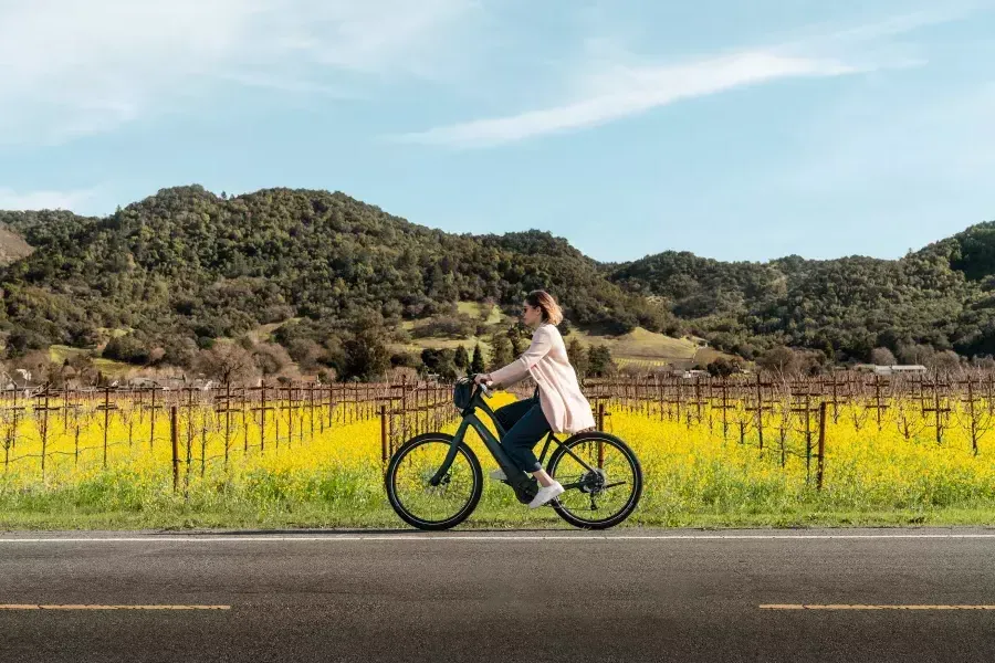 woman riding bike in Napa